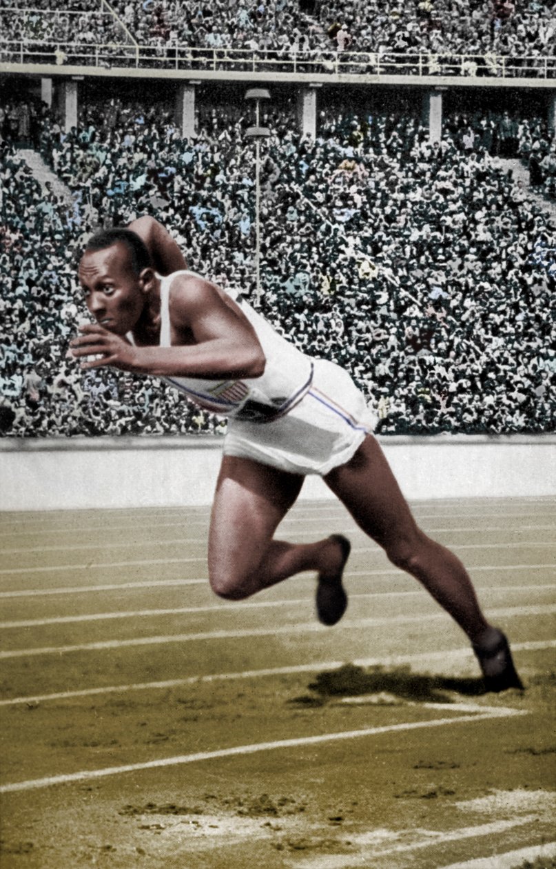 Jesse Owens at the Start of the 200 Metres at the Berlin Olympic Games, 1936 by Unbekannt