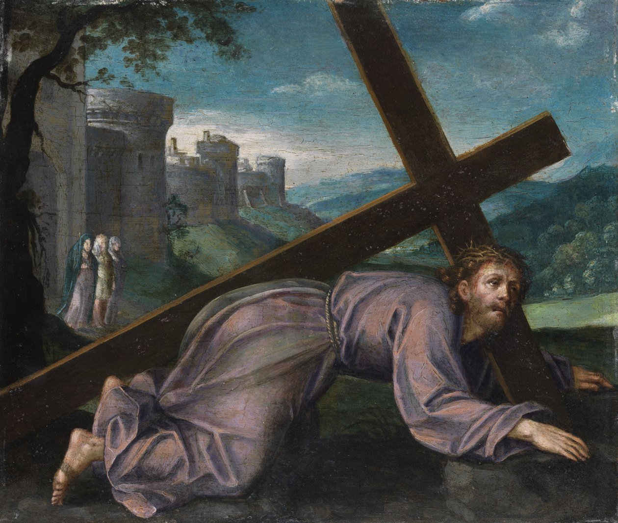 Jesus Falls Under the Cross. Northern Italian Painter of the 17th Century by Unbekannt