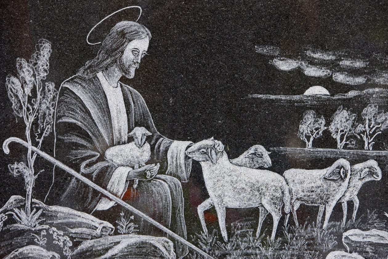 Jesus the good shepherd, Saint-Nicolas de Veroce, France by Unbekannt