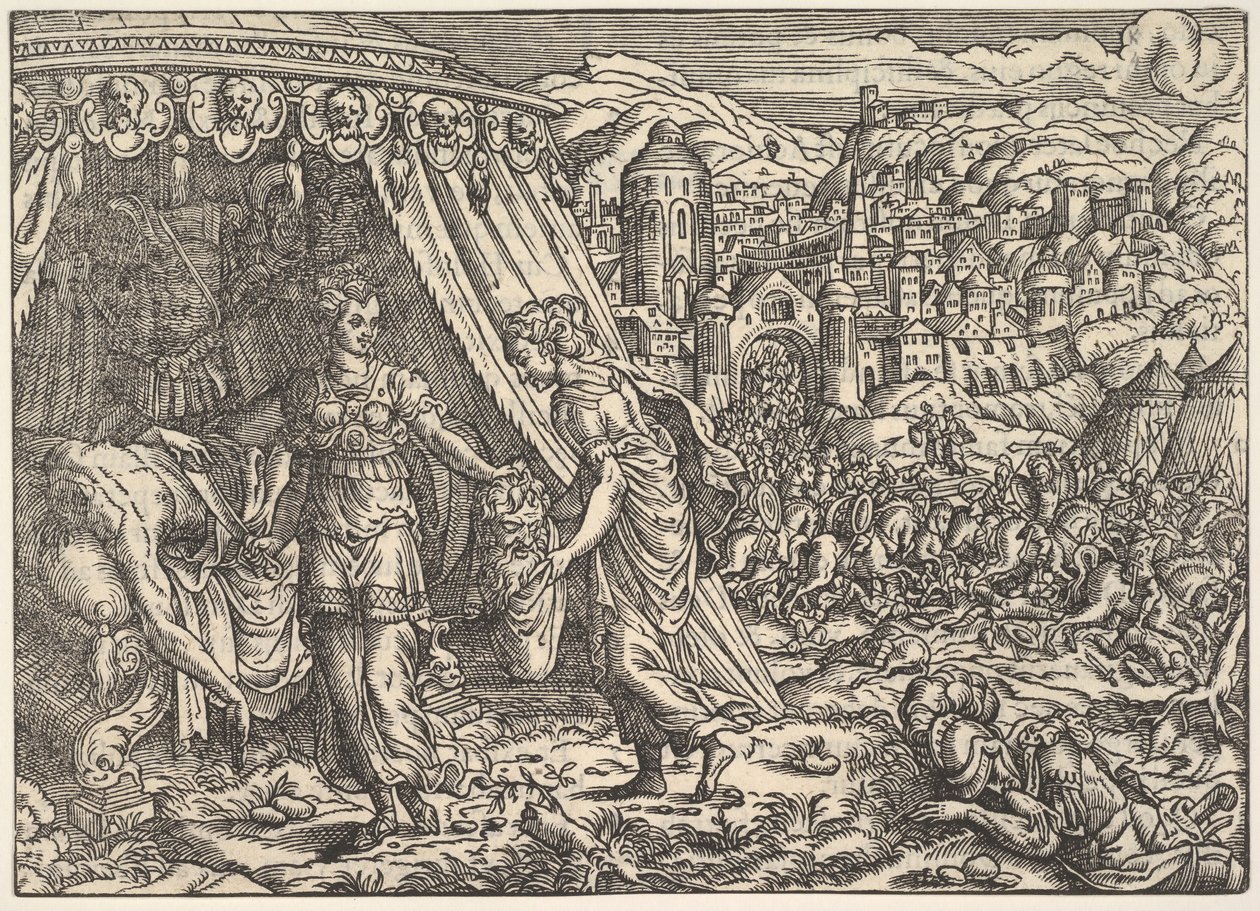 Judith and Holofernes, from Biblia, Frankfurt, 1564 by Unbekannt