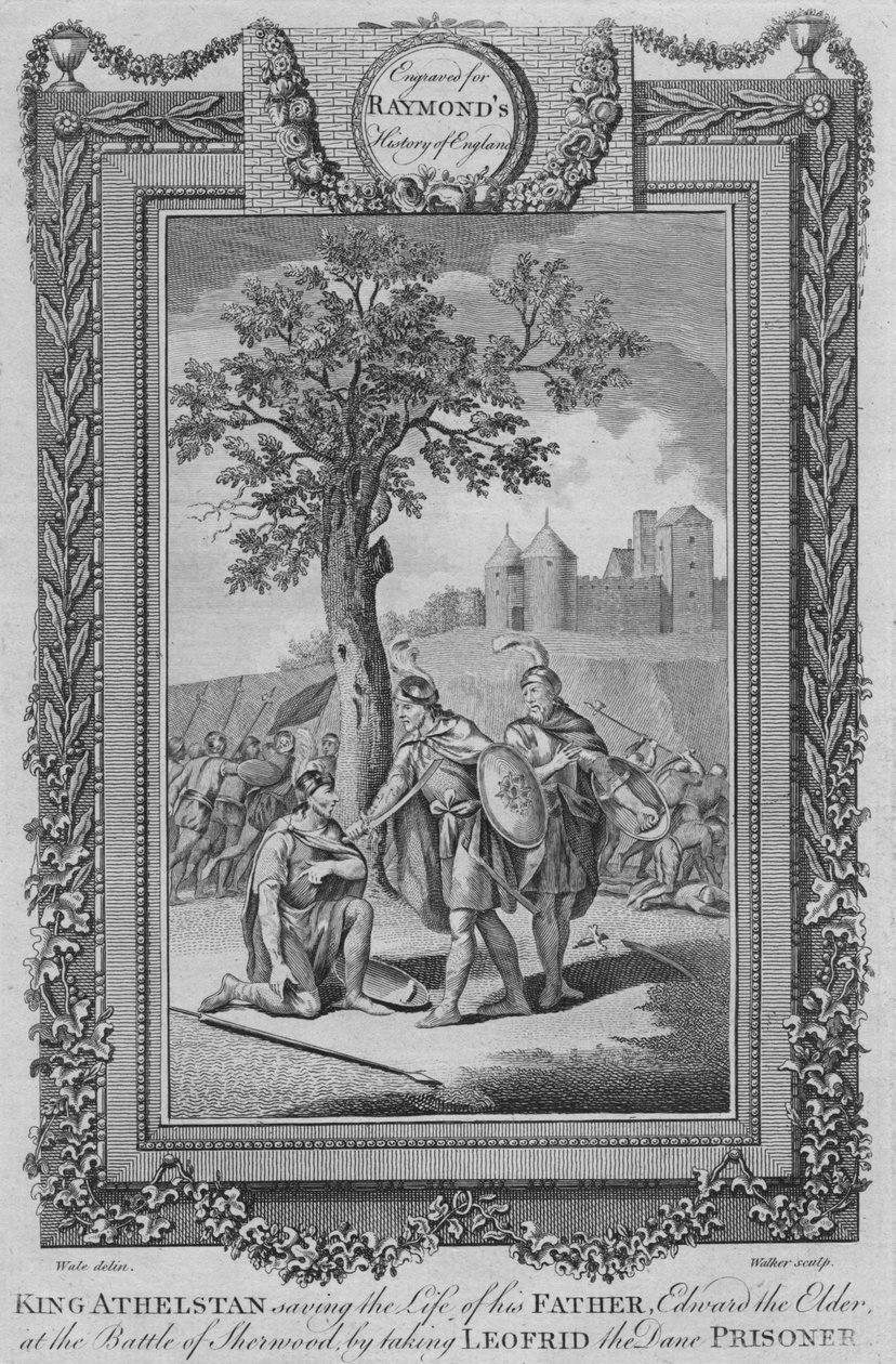 King Athelstan Saving the Life of His Father, Edward the Elder at the Battle of Sherwood, c1787 by Unbekannt