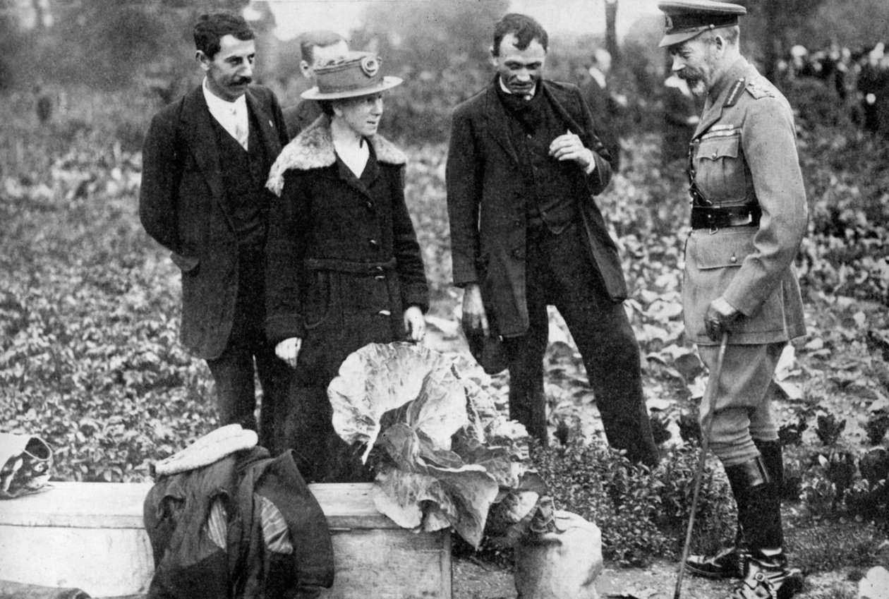 King George V Admiring Allotments on Clapham Common, London, c1910s-c1920s, 1936 by Unbekannt