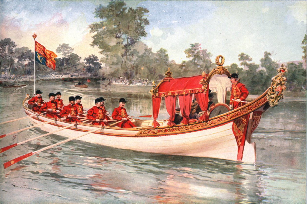 King George V and Queen Mary Visiting Henley Regatta on the State Barge by Unbekannt