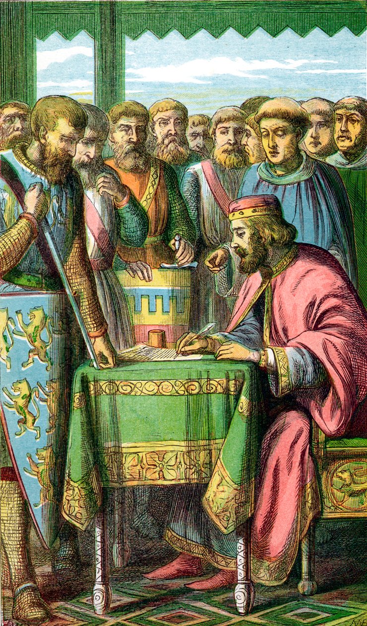 King John signing the Magna Carta at Runnymede, Surrey, 15 June 1215 by Unbekannt