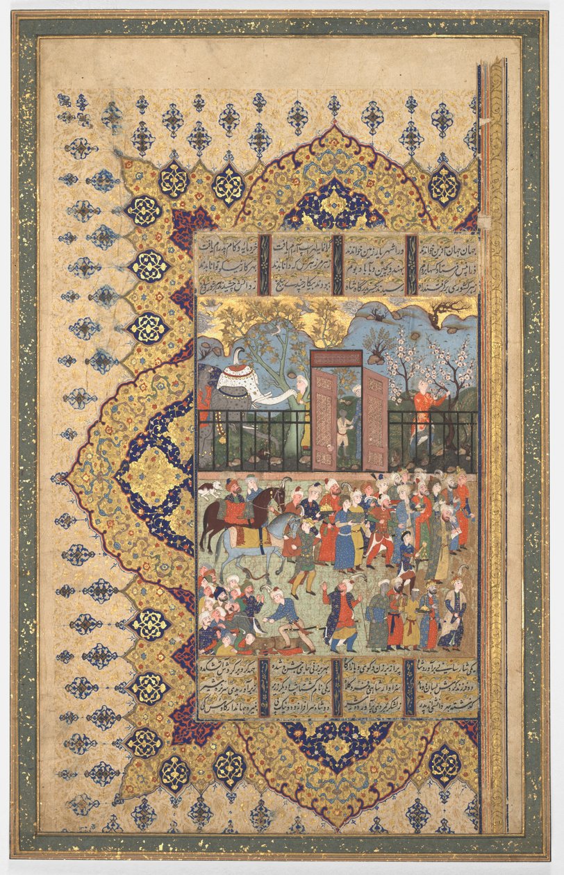 King Luhrasp Ascends the Throne: A Procession Arrives at Court, c. 1560s-80s by Unbekannt