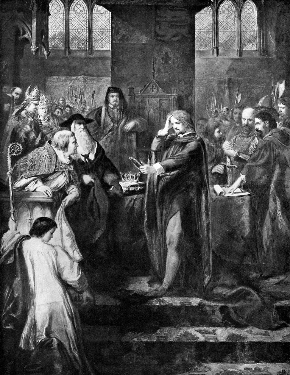 King Richard II Resigning the Crown to His Cousin Bolingbroke, 1399, c1920 by Unbekannt