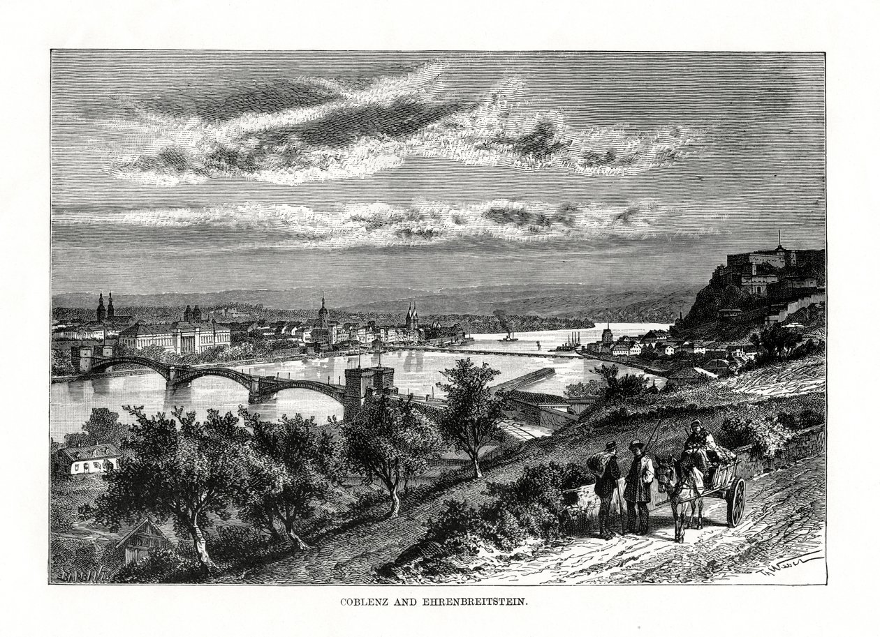 Koblenz and Festung Ehrenbreitstein, Germany by Unbekannt
