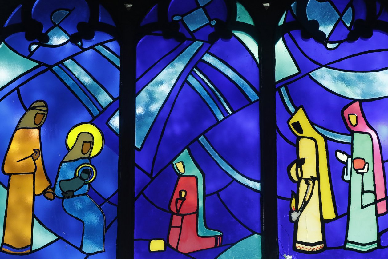 Adoration of the Magi, Stained Glass Window, Kon Tum Cathedral, Kon Tum, Vietnam by Unbekannt