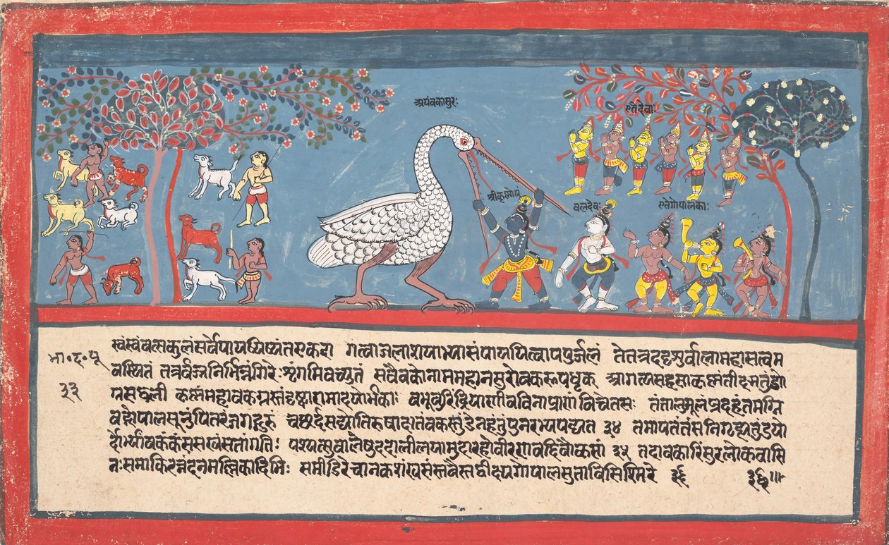 Krishna Slays Bakasura, the Crane Demon by Unbekannt
