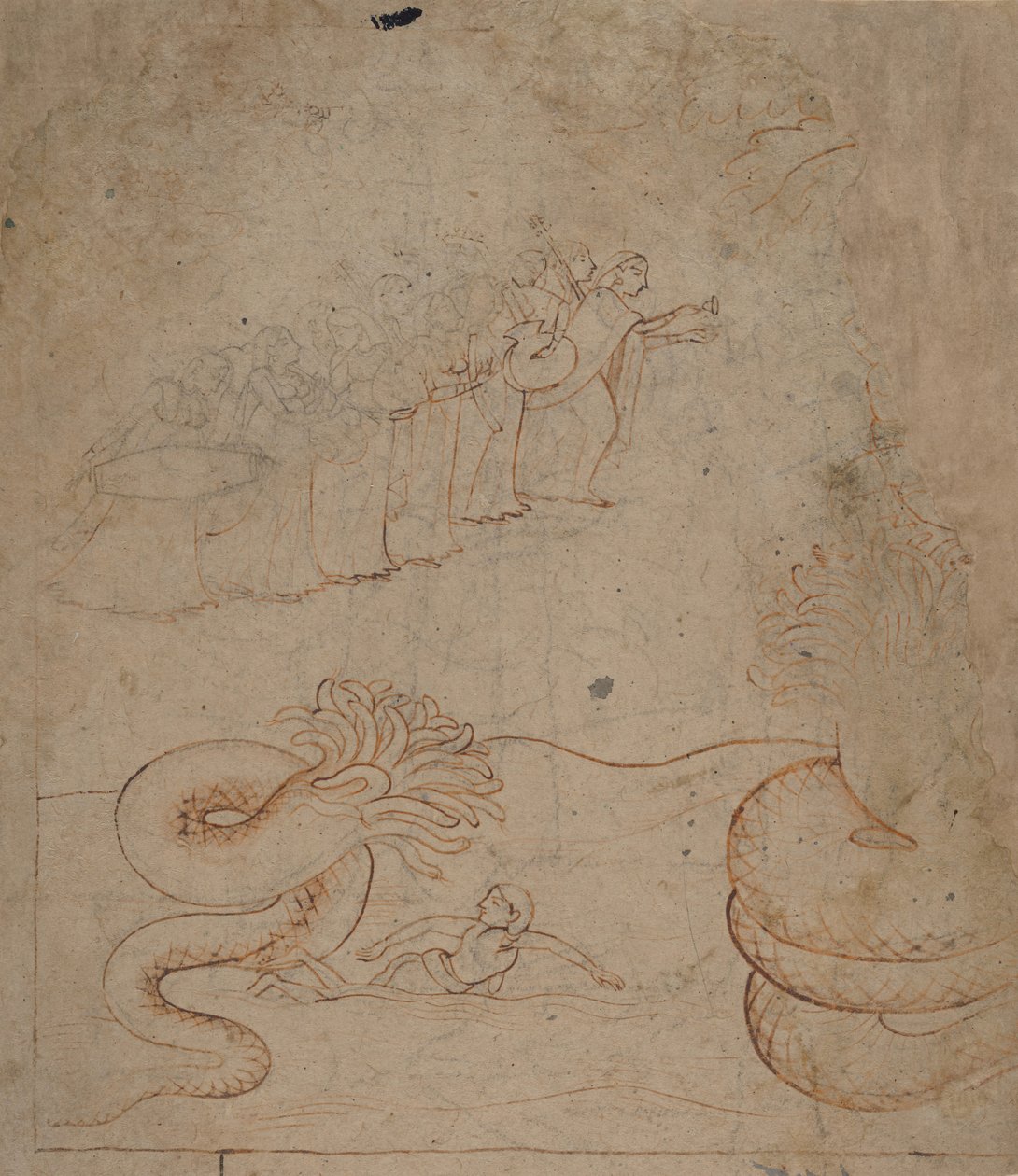 Krishna Subdues the Serpent Kaliya in the Yamuna River by Unbekannt