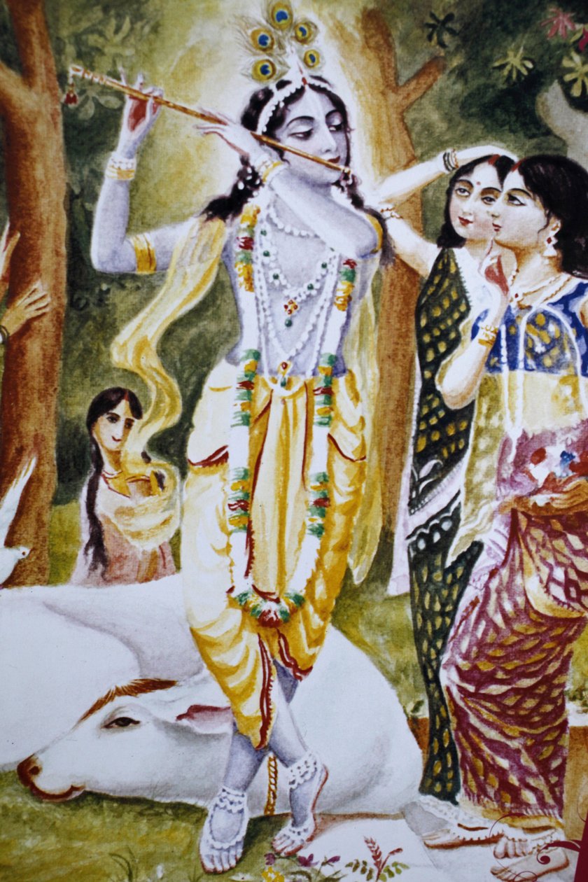 Krishna and the Gopi as depicted on a Hare Krishna calendar, London, United Kingdom by Unbekannt