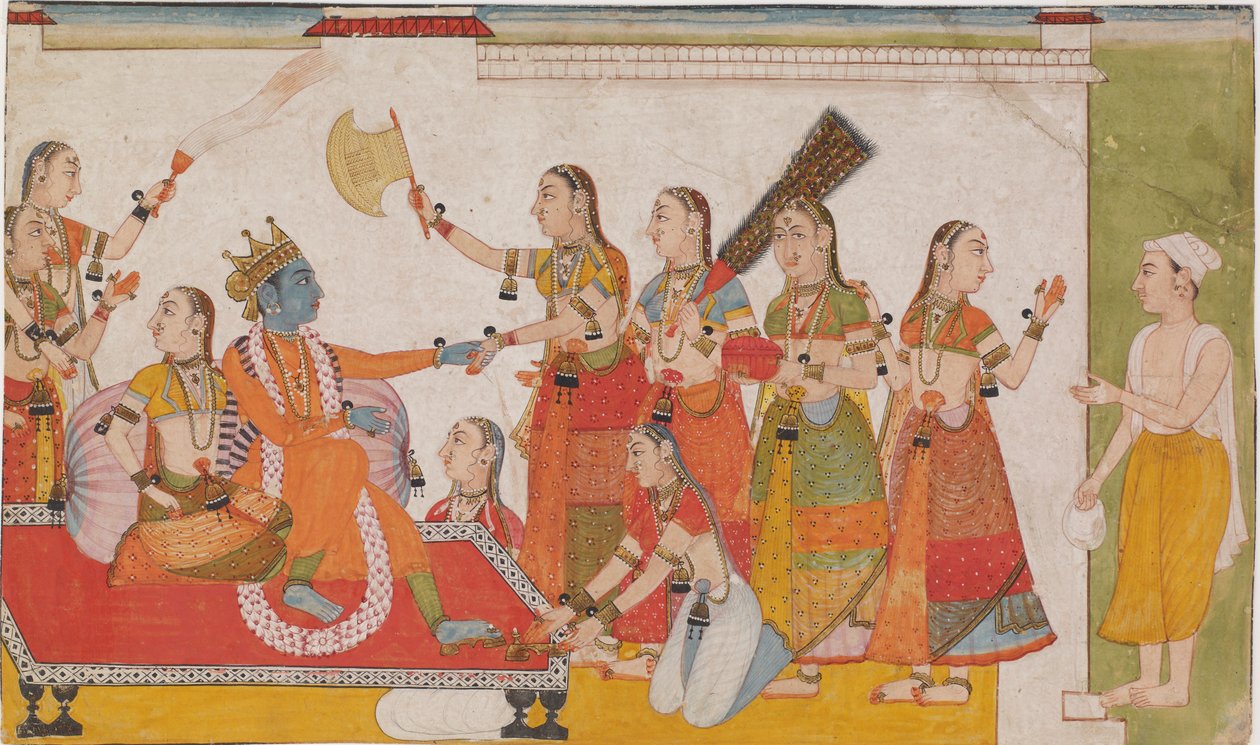 Krishna welcoming Sudama, from a Bhagavata Purana by Unbekannt