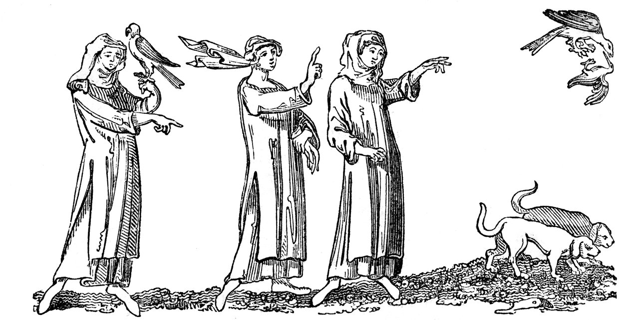 Ladies Hawking, 14th century, 1833 by Unbekannt