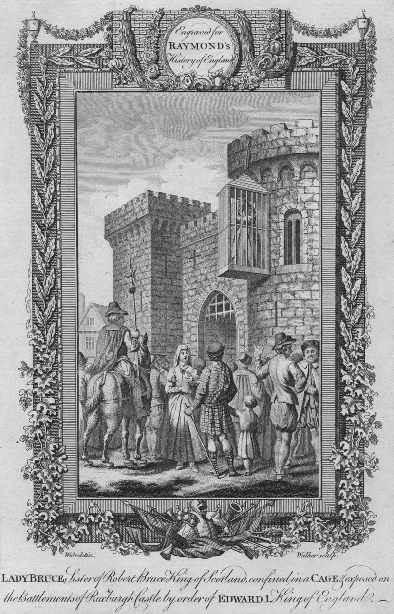Lady Bruce, Sister of Robert Bruce, King of Scotland, Confined in a Cage, c1787 by Unbekannt