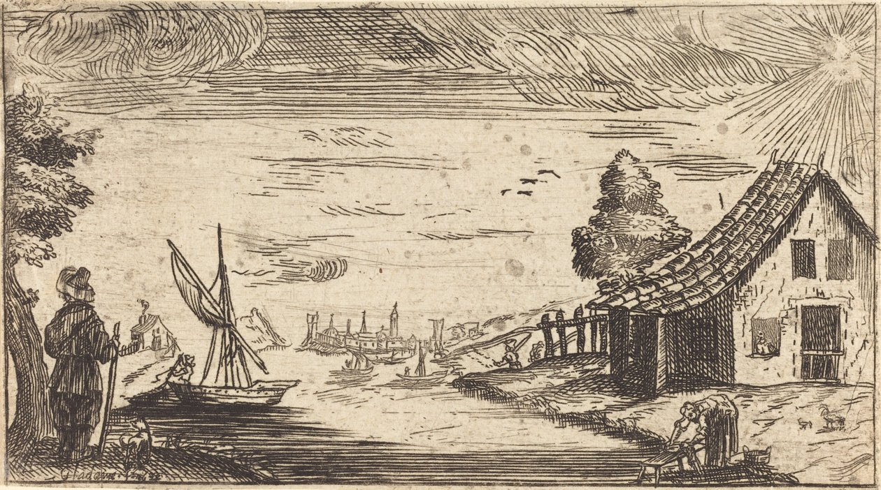 Landscape with Figure and Boat by Unbekannt