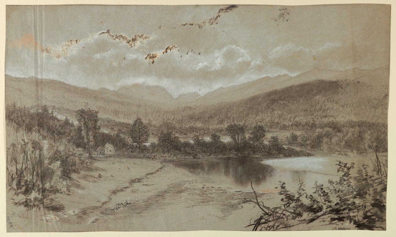Landscape with Three Buildings by Unbekannt