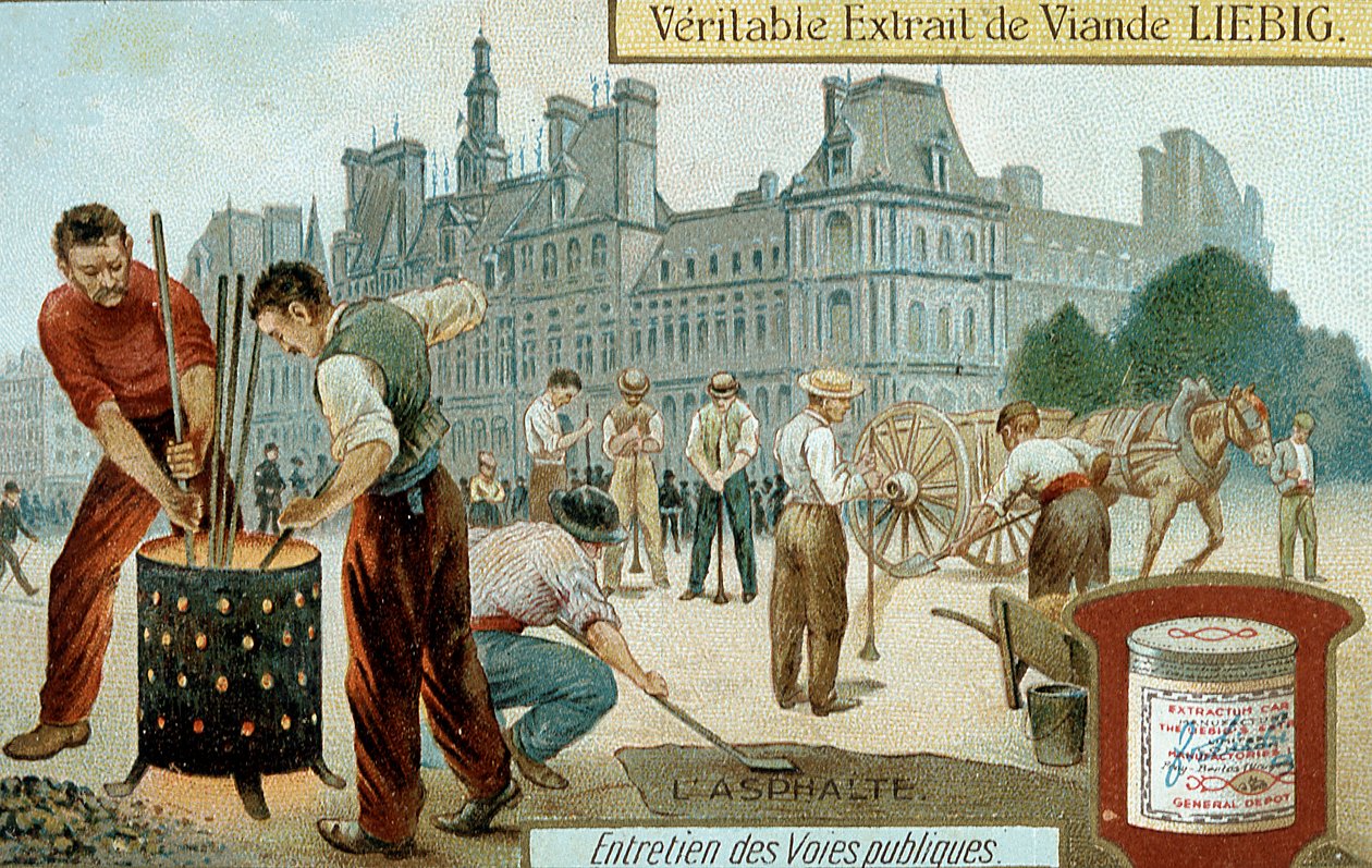 Laying an asphalt-based surface in a Paris street, c1900 by Unbekannt