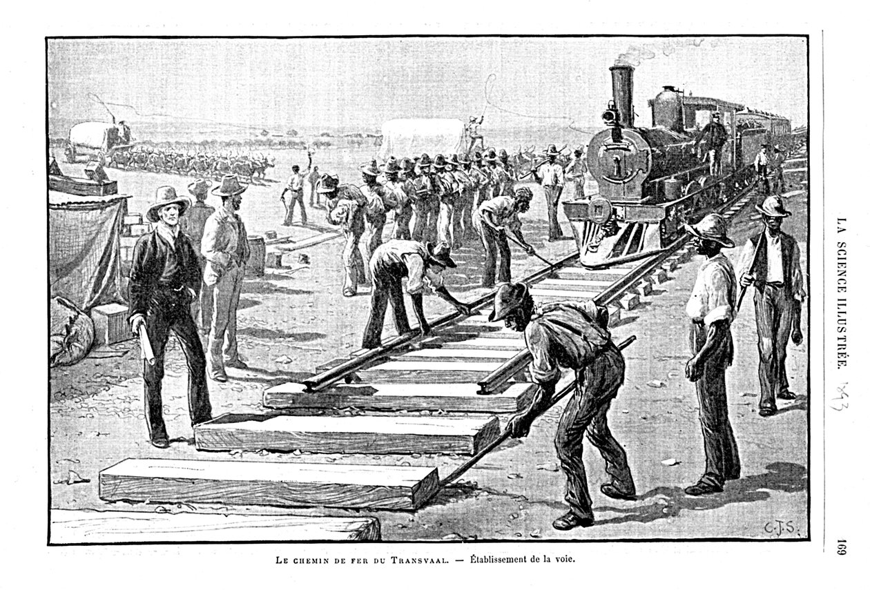 Laying Sleepers and Rails Permanent Way on the Transvaal Railway, South Africa, 1893 by Unbekannt
