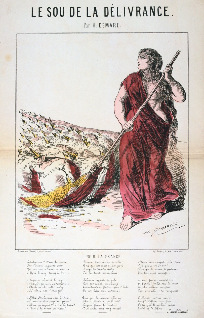 The Sou of Deliverance caricature and song sheet, Franco-Prussian War by Unbekannt