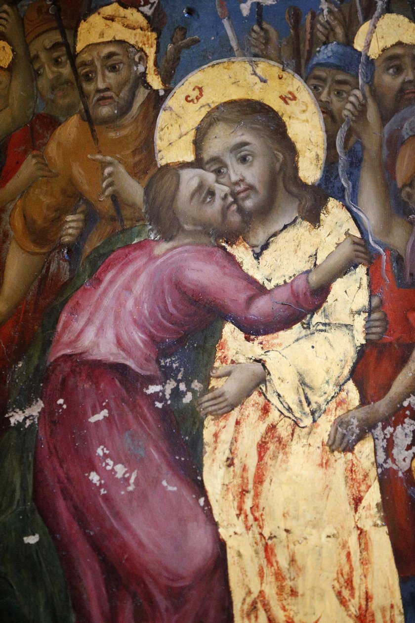 The Kiss of Judas, Fresco of the Church of the Holy Sepulchre, Jerusalem, Israel by Unbekannt