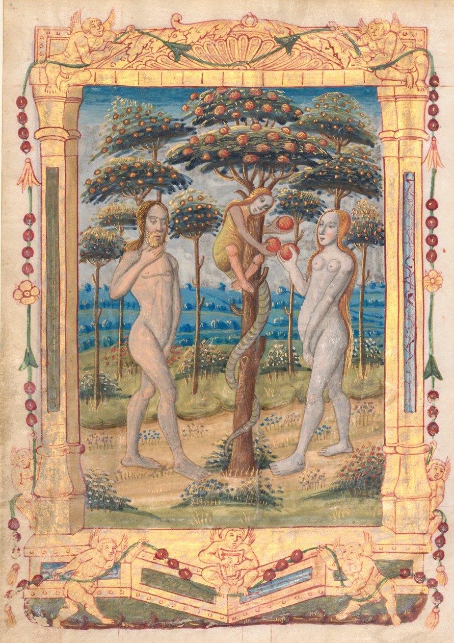 Leaf from a Book of Hours: Adam and Eve and the Fall of Man, recto, c. 1510 by Unbekannt