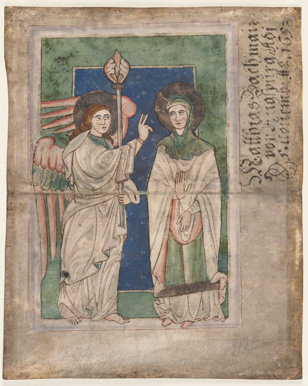Leaf from a Psalter: Annunciation (recto), Nativity (verso) by Unbekannt