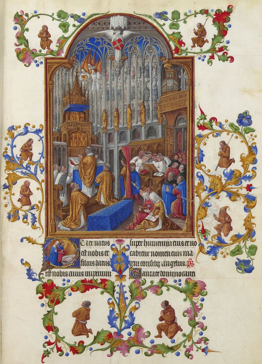 Les Très Riches Heures du Duc de Berry, Folio 158r - The Christmas Mass by Unbekannt