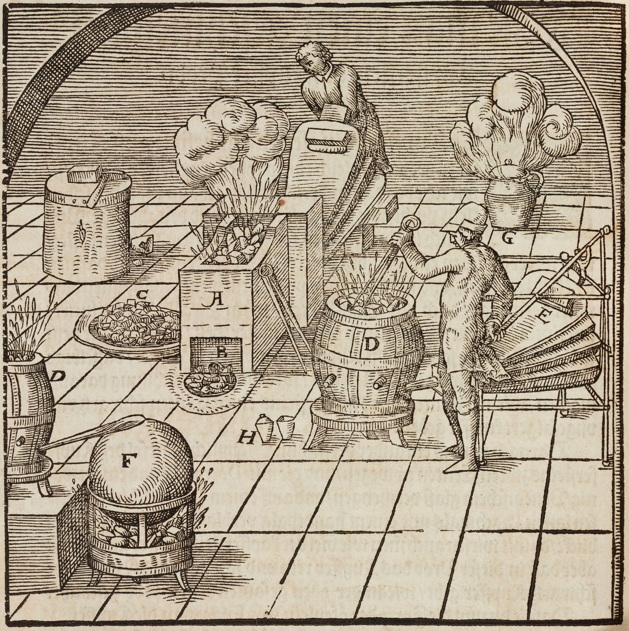 Copper Analysis Equipment - Engraving from Description of Ores and Principal Mining Methods, by Lazarus Ecker by Unbekannt