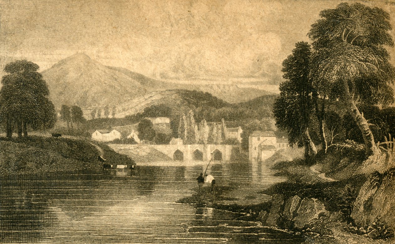 Llangollen Bridge, Castle Dinas Bran, on the River Dee: North Wales, 19th century by Unbekannt