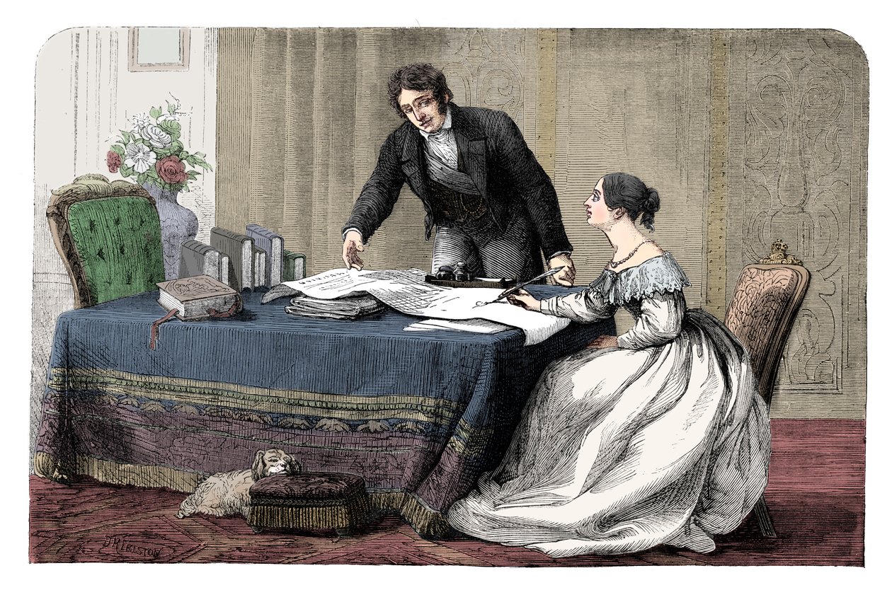 Lord Melbourne Instructing a Young Queen Victoria by Unbekannt