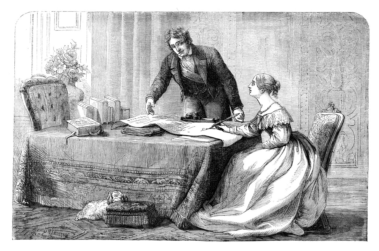 Lord Melbourne Instructing a Young Queen Victoria by Unbekannt