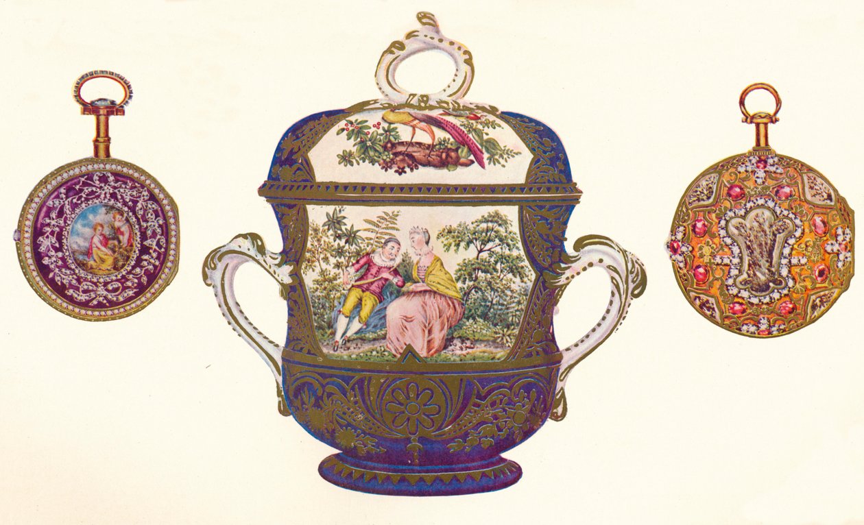 Louis XVI. Gold Repeater, c.1770, Old Chelsea Porcelain Porringer and Cover, c.1710, 1903 by Unbekannt