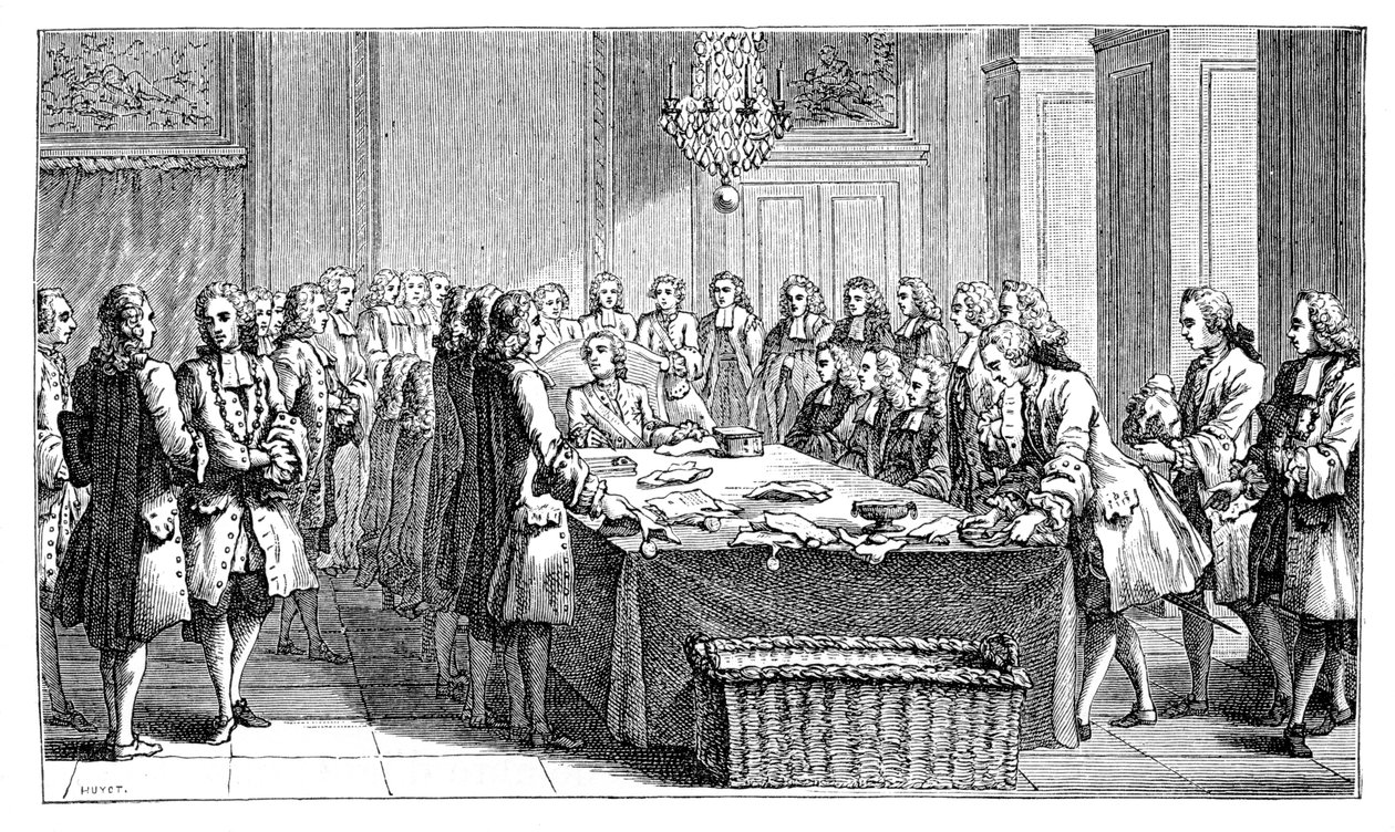 Louis XV Signing The New Treaty, 1757, 1885 by Unbekannt