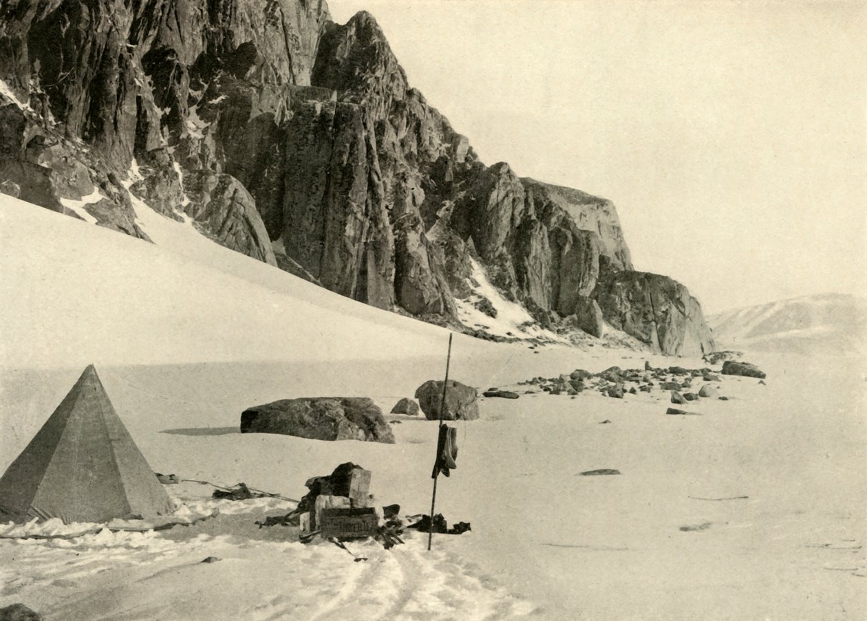 Lower Glacier Depot. The stores were buried in the snow, c1908 by Unbekannt