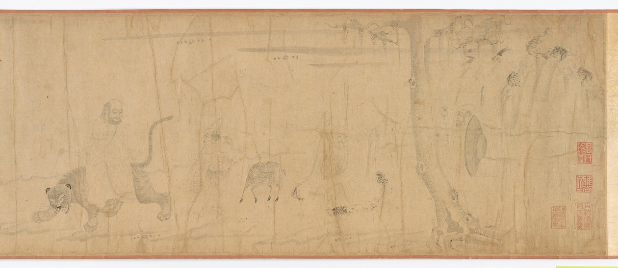Luohans and animals crossing the sea, Ming dynasty by Unbekannt