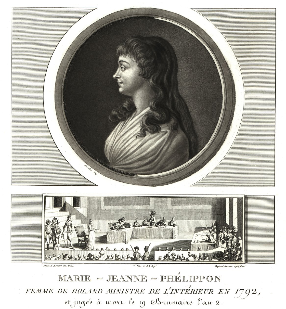 Madame Roland or Marie-Jeanne Phelippon (1754-1793), Girondist, together with her husband Jean-Marie Roland de la Platiere by Unbekannt