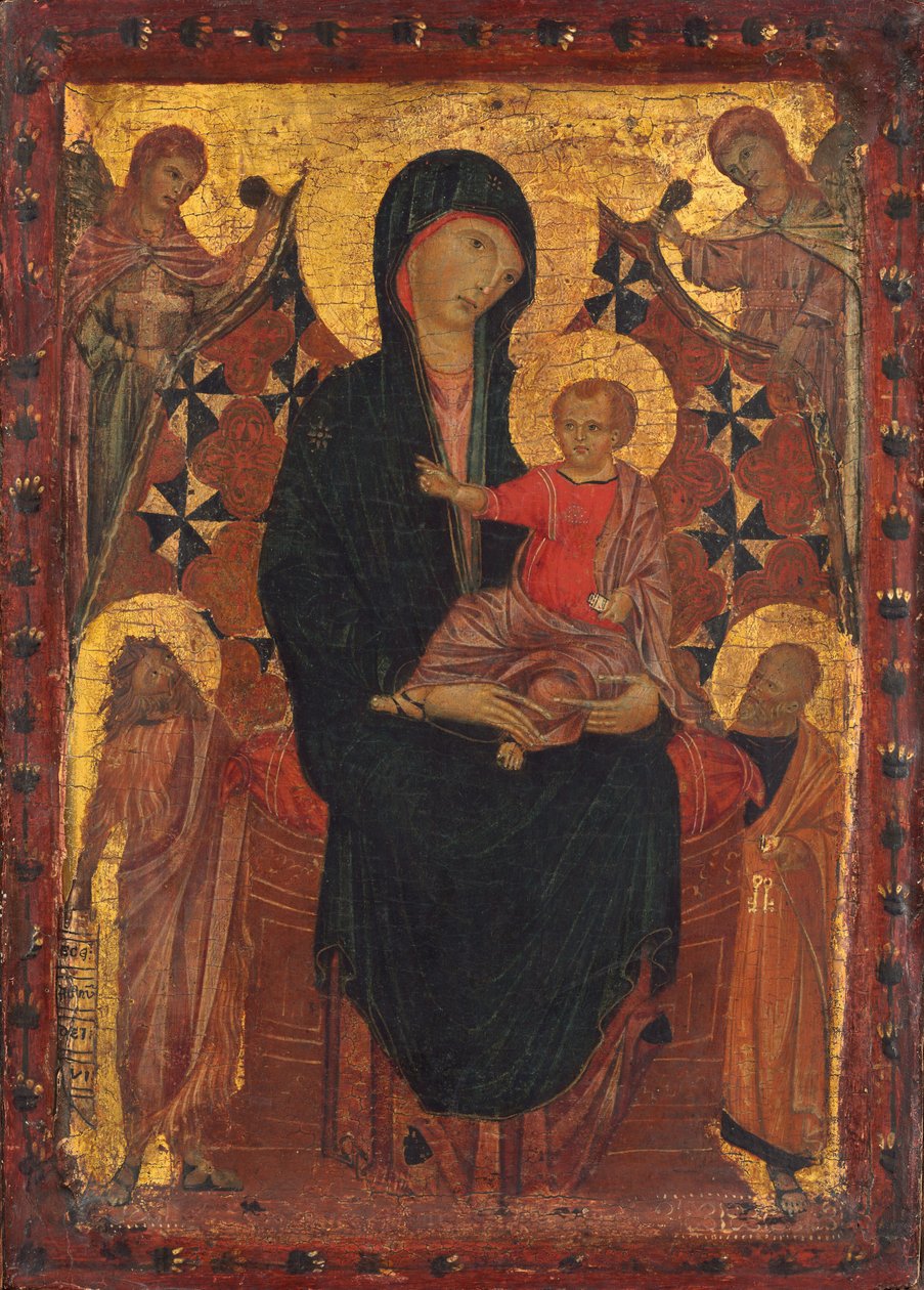 Madonna and Child with Saint John the Baptist, Saint Peter, and Two Angels by Unbekannt