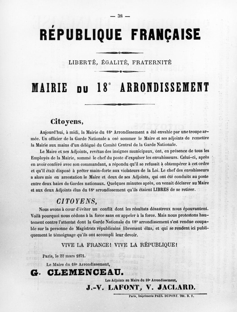 Mairie du 18th Arrondissement, from French Political posters of the Paris Commune, May 1871 by Unbekannt