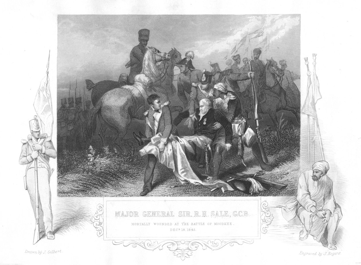 Major-General Robert Henry Sale mortally wounded at Moodkee Mudkhi, 1845 by Unbekannt