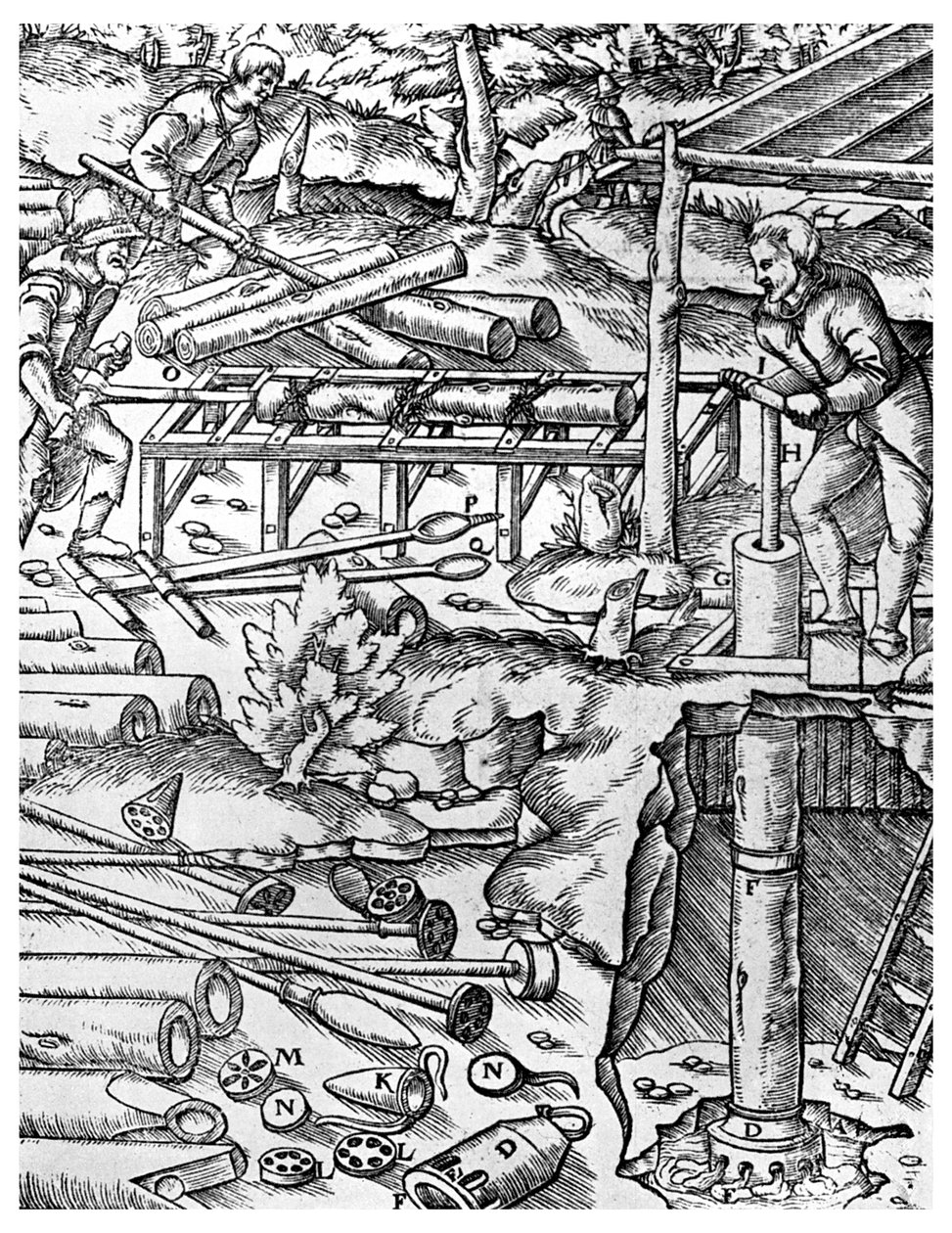 Making and Using Elm Tree Pumps to Drain Mines Before the Days of the Steam Engine by Unbekannt