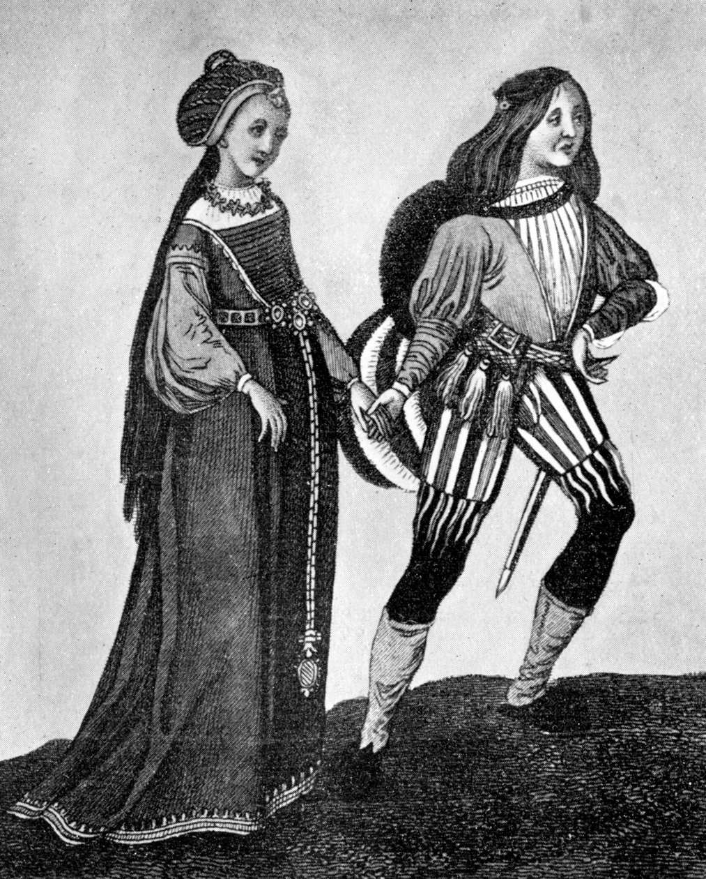 Male and female costume, late 15th-early 16th century by Unbekannt