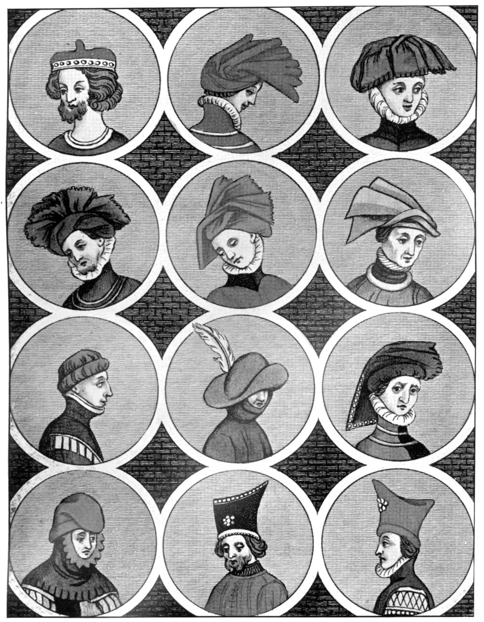 Male Headdresses, 14th century by Unbekannt