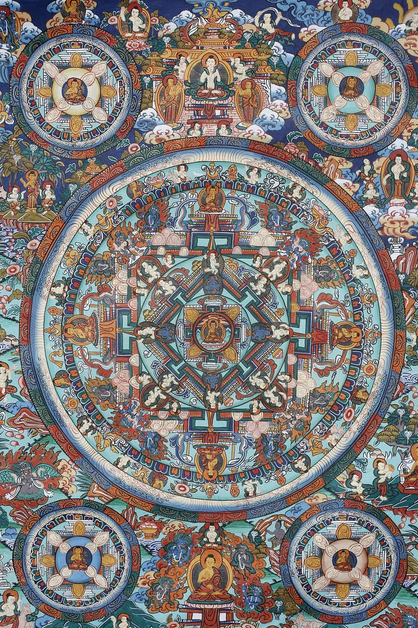 Mandala on a Tibetan thangka, Bhaktapur, Nepal by Unbekannt