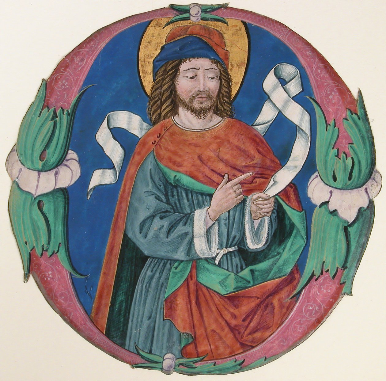 Manuscript Illumination with the Figure of a Saint in an Initial O by Unbekannt