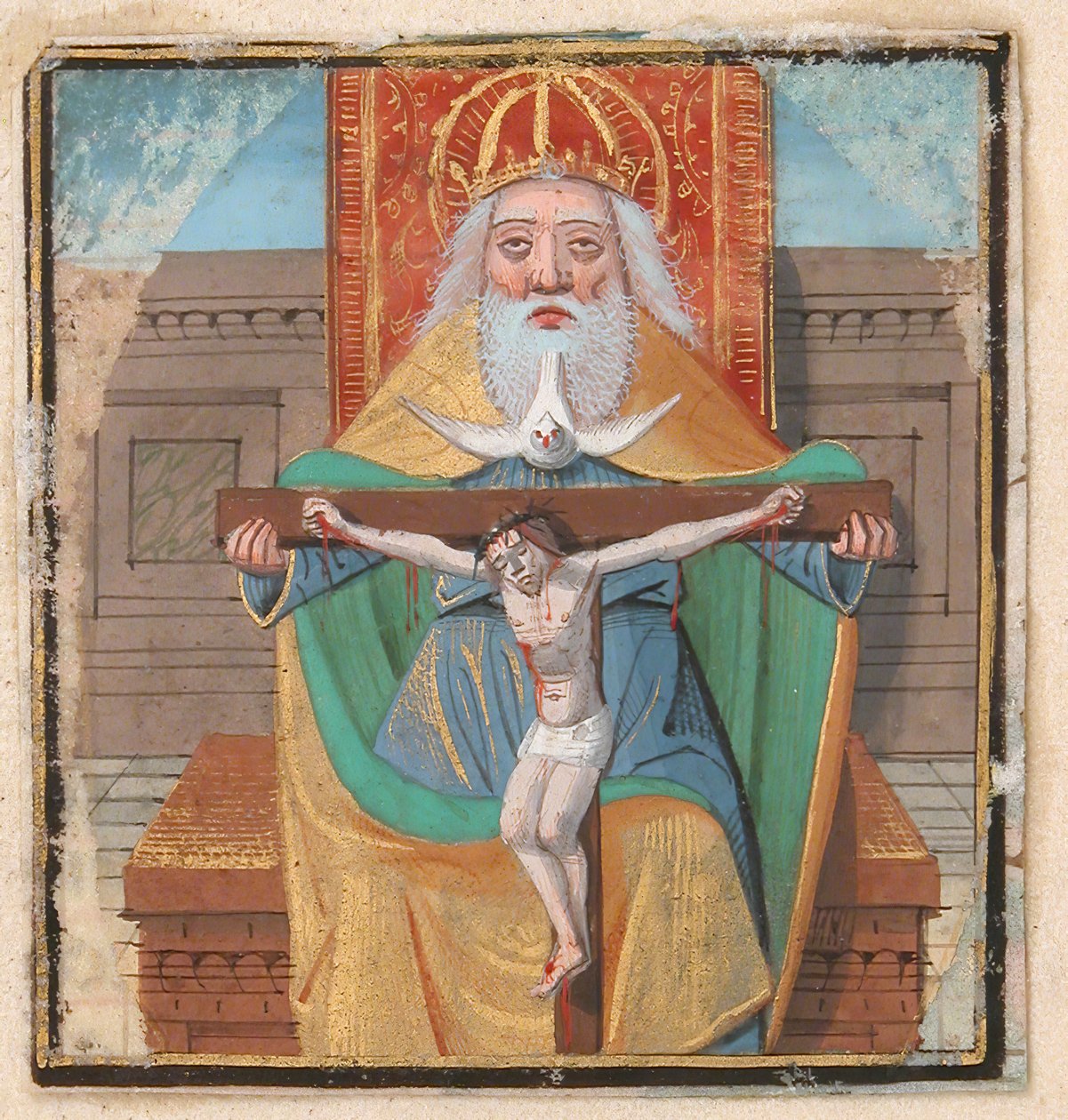 Manuscript Illumination with the Trinity (from a Book of Hours) by Unbekannt