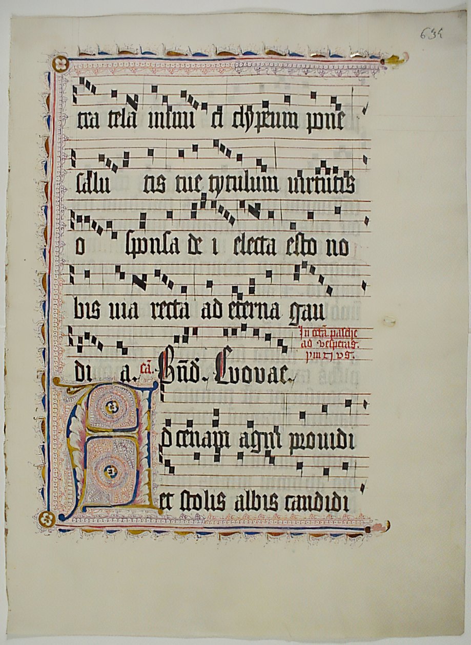 Manuscript Leaf with Initial A, from an Antiphonary, German, second quarter 15th century by Unbekannt