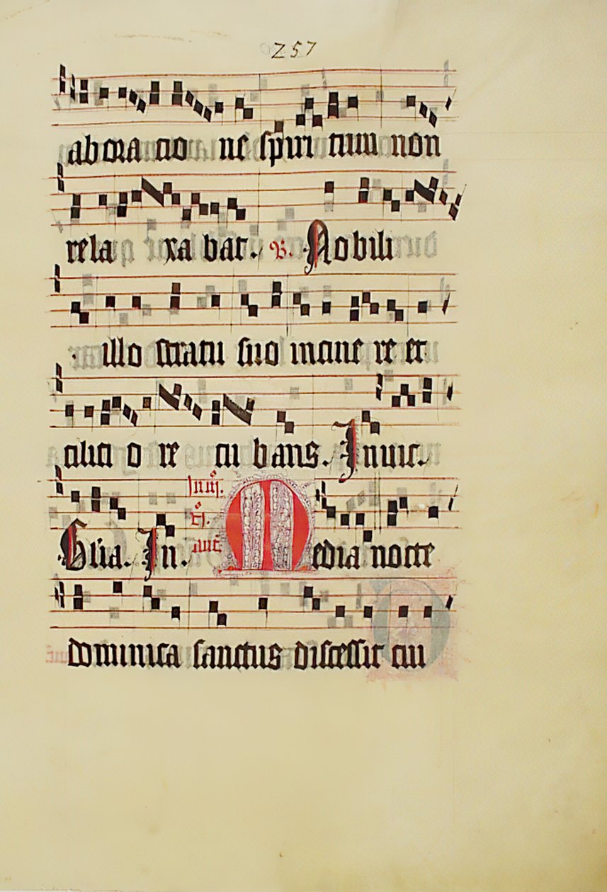 Manuscript Leaf with Initial M, from an Antiphonary by Unbekannt