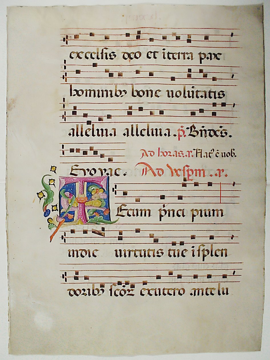 Manuscript Leaf with Initial T, from an Antiphonary, Italian by Unbekannt