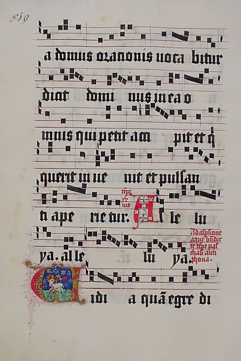 Manuscript Leaf with Initial V, from a Gradual by Unbekannt