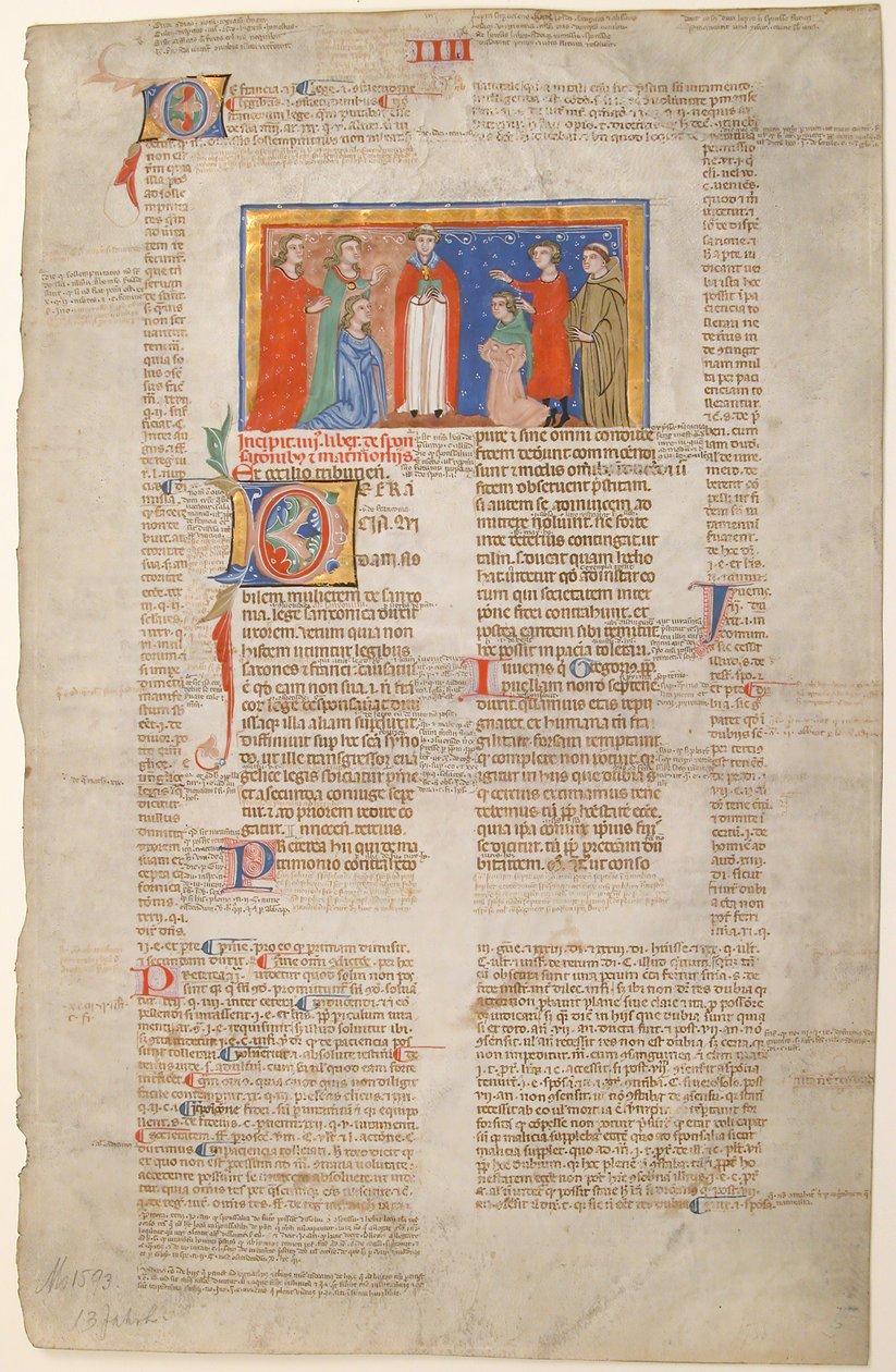 Manuscript Leaf with Marriage Scene, from Decretals of Gregory IX, Italian by Unbekannt